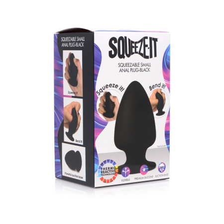 XR Brands Squeezable Intimate Plug Small Thermo-Reactive Black