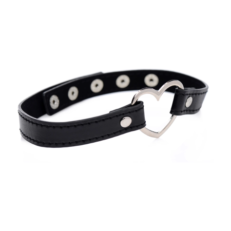 Dark Heart Chrome Heart Black Vegan Leather Adjustable Choker
