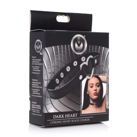 Dark Heart Chrome Heart Black Vegan Leather Adjustable Choker