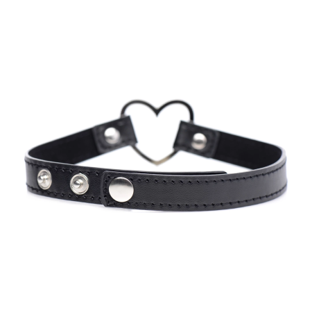 Dark Heart Chrome Heart Black Vegan Leather Adjustable Choker