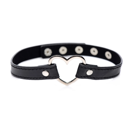Dark Heart Chrome Heart Black Vegan Leather Adjustable Choker