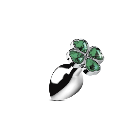 XR Brands Lucky Clover Gem Metal Intimate Plug Small Silver