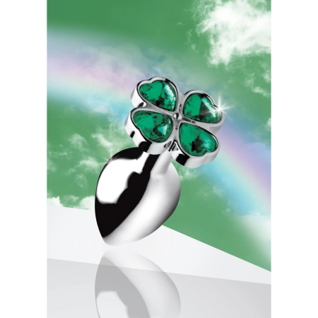 XR Brands Lucky Clover Gem Metal Intimate Plug Small Silver