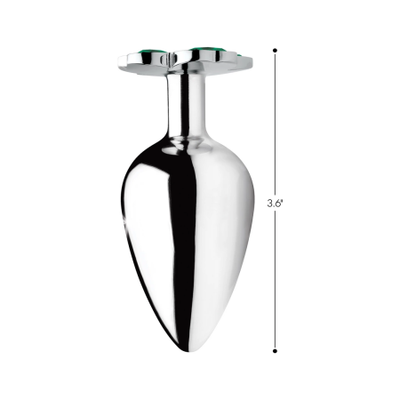 XR Brands Large Metal Plug with Clover Gem Base, Nickel-Free, Silver
