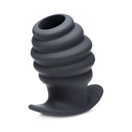 XR Brands HIVE Large Silicone Ribbed Hollow Plug - Anatomical Design