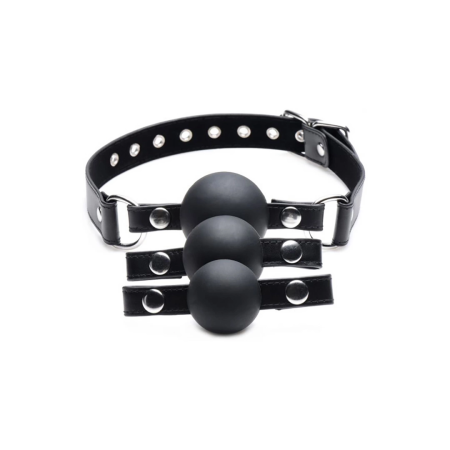 XR Brands Interchangeable Silicone Ball Gag Set Adjustable Strap Black