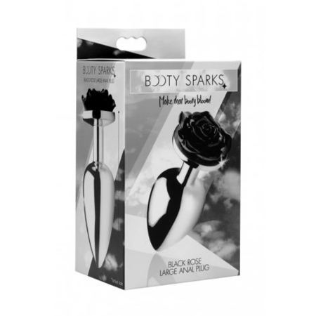 XR Brands Black Rose Plug Large - Aluminum Intimate Accessory, Black