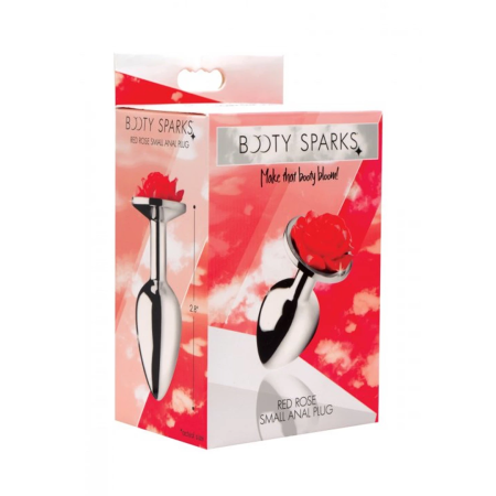 Red Rose Metal Intimate Plug Small - Black Rose, Lightweight Aluminum