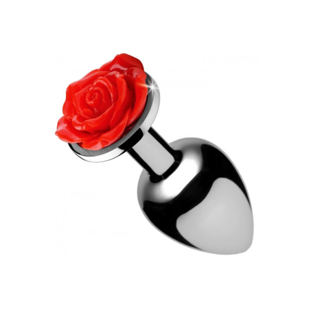 Red Rose Intimate Plug Medium - Aluminum, Decorative Floral Base