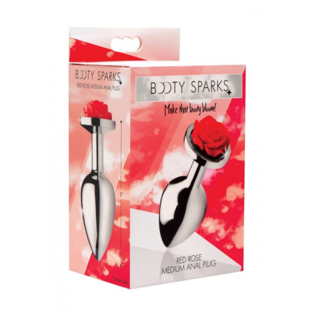 Red Rose Intimate Plug Medium - Aluminum, Decorative Floral Base