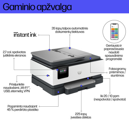 HP OfficeJet Pro Bevielis Visu Viename Spausdintuvas