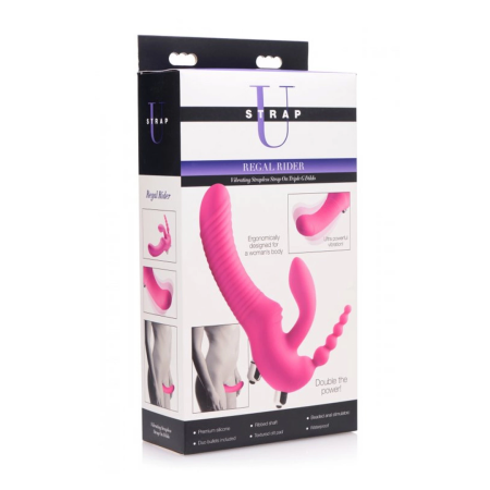 Regal Rider Triple Vibrating Silicone Intimate System - Strapless, Black