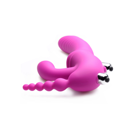 Regal Rider Triple Vibrating Silicone Intimate System - Strapless, Black