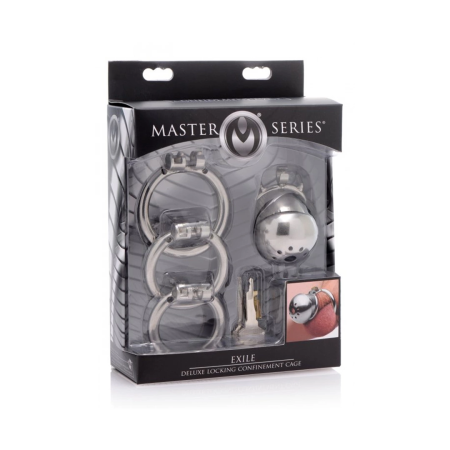 Exile Deluxe Stainless Steel Secure Lock Chastity Cage with Key System