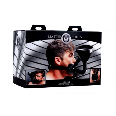 XR Brands Latrine Extreme Adjustable Funnel Gag System Black