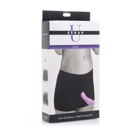 Mod Active-Style Harness Boxer Brief with Flexible O-Ring M/L Black