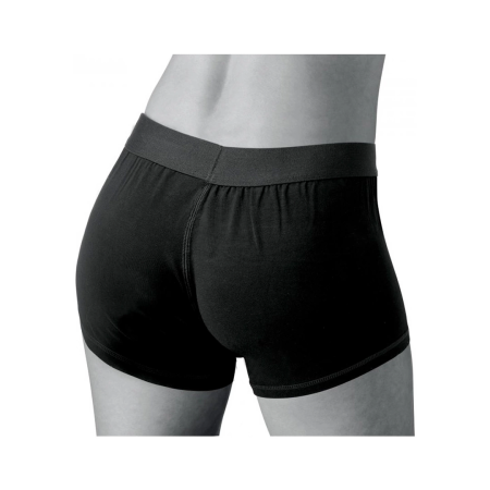 Mod Active-Style Harness Boxer Brief with Flexible O-Ring M/L Black