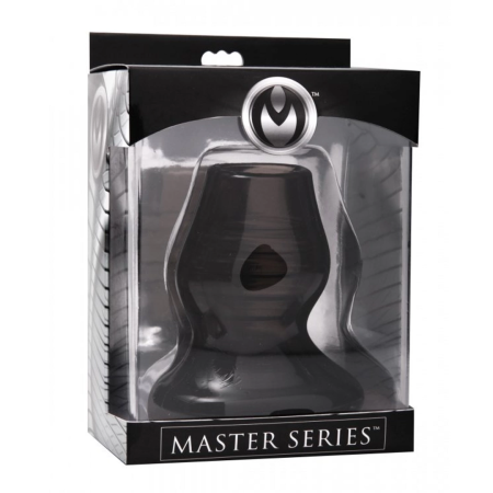 XR Brands Master Series Hollow Tunnel Plug Black Medium - Anatomical Design