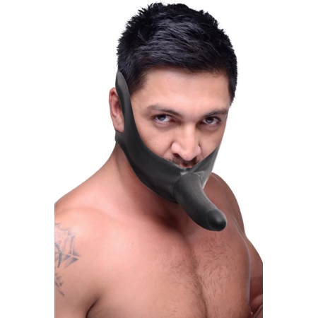 Master Series Face Fuk Strap-On Gag - Adjustable Latex Head Harness Black