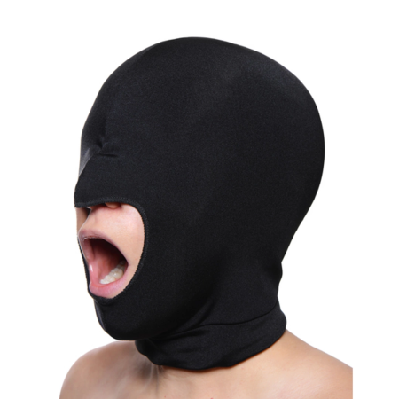 XR Brands Spandex Face Mask Open Mouth Lightweight Black Hood