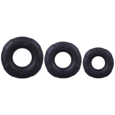 Doc Johnson Silicone Ring Set - Flexible Anatomical Support, Black