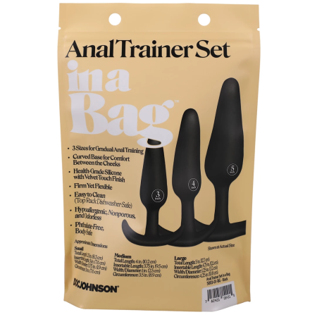 Doc Johnson Anal Trainer Set 3-Piece Graduated Silicone Plugs Black