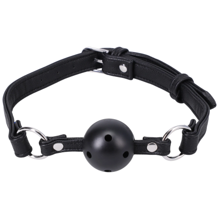 Doc Johnson Ball Gag Vegan Leather Adjustable Black 55mm