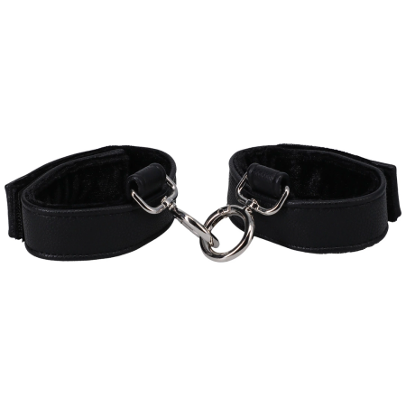 Doc Johnson Vegan Leather Velvet-Lined Adjustable Handcuffs Black