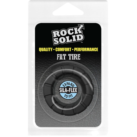 Rock Solid Fat Tire Silicone Wide Ring with Tread Pattern, Black