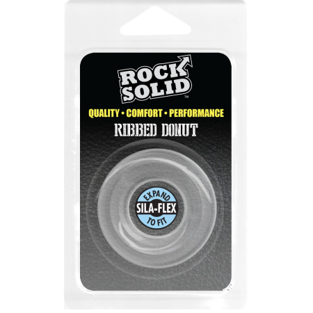 Rock Solid Ribbed Donut Ring - Textured Silicone, Black, Stretch Fit