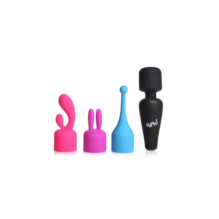 XR Brands Mini Wand Massager Set with 3 Functional Attachments Compact