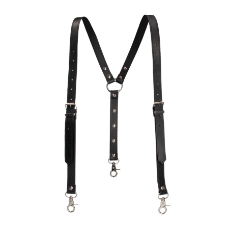 Unleashed Split Leather Suspenders with Steel O-Ring, Adjustable 91-112cm