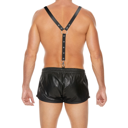 Unleashed Split Leather Suspenders with Steel O-Ring, Adjustable 91-112cm