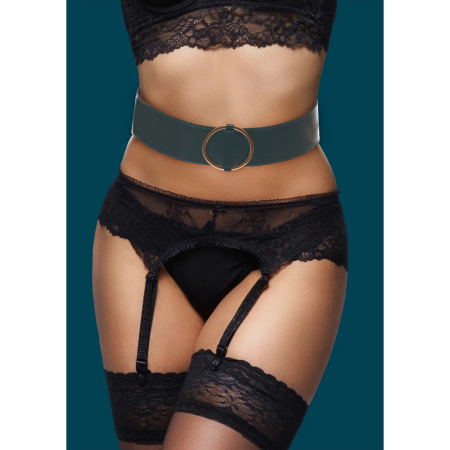 Ouch Halo Waist Belt L/XL with Adjustable Bondage Rings, Gold Details