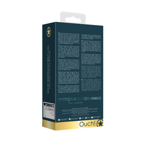 Ouch Halo Waist Belt L/XL with Adjustable Bondage Rings, Gold Details