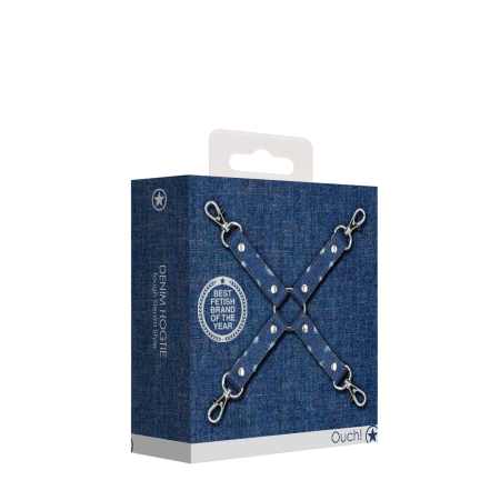 OUCH! Denim 4-Way Hogtie Cross Restraint - Heavy-Duty Adjustable 25cm