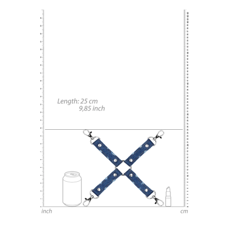 OUCH! Denim 4-Way Hogtie Cross Restraint - Heavy-Duty Adjustable 25cm