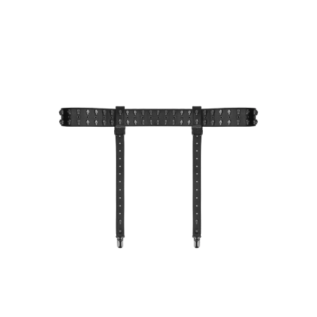 Ouch! Bonded Leather Garter Belt with Skull Accents - Black, Adjustable