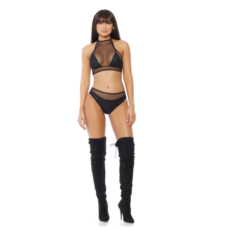 Fantasy Lingerie Impulse Micro Net Two-Piece Set Black High Waist