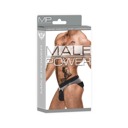 Male Power Iron Clad Bikini L Mesh Insert Flexible Black