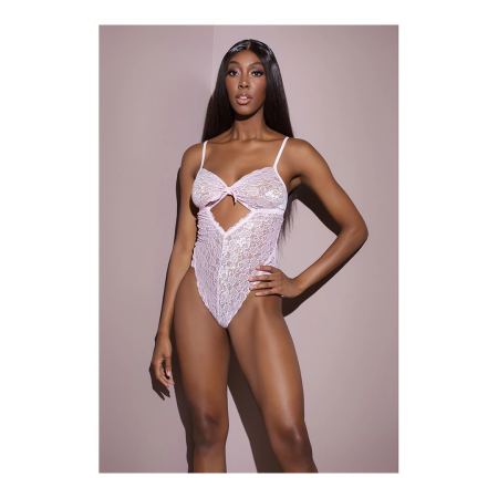 Leg Avenue Twist Cup Teddy Pink - One Size, Elegant Lace Design