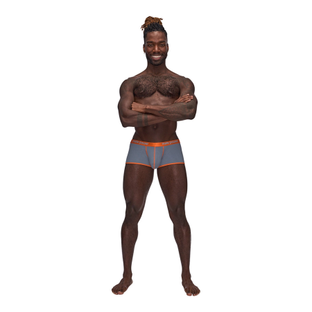 Male Power Uplift Mini Short S Grey - Supportive Pouch & Satin Finish