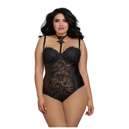 Dreamgirl Teddy NH-3X Plus Size Elegant Black Bodysuit Lingerie