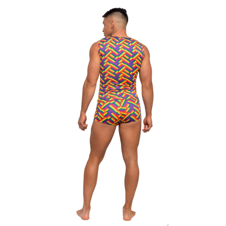 Male Power Pride Fest Fitness Tank Top S Rainbow Herringbone