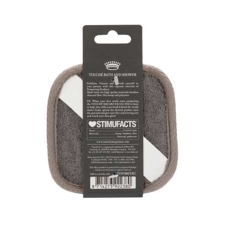 Touche Square Face Pad with Charcoal & Natural Hemp Fibers, Black