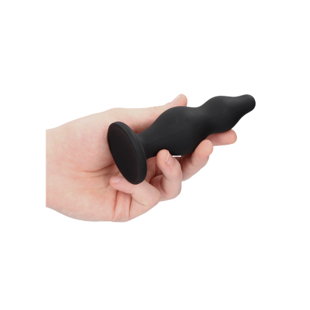 Shots Bubble Silicone Plug with Suction Base Black Medium