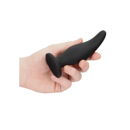 Shots Curve Silicone Intimate Plug with Suction Base Black