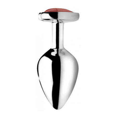 XR Brands Red Jasper Heart Plug Medium - Aluminum, Gem Accent