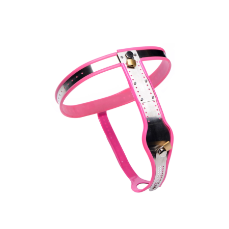XR Brands Pink Stainless Steel Adjustable Chastity Belt for Women
