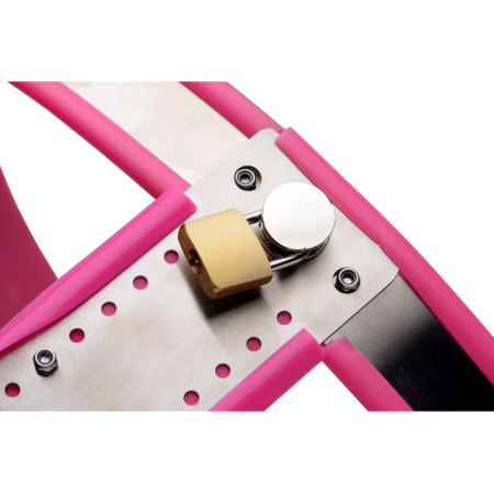 XR Brands Pink Stainless Steel Adjustable Chastity Belt for Women